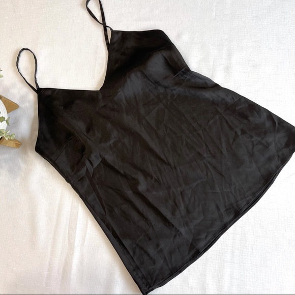 HONEY BUM camisole SOLID BLACK silky sexy LAYERING piece MEDIUM - Picture 3 of 11